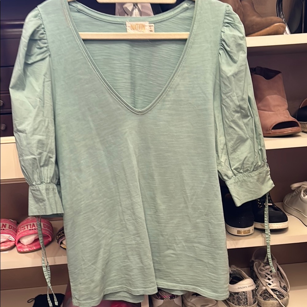 Nation LTD Green Puff Sleeve Blouse